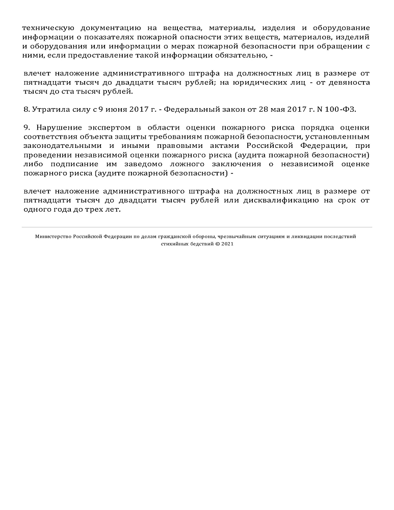 КоАП РФ, Статья 20.4. Нарушение требований пожарной безопасности